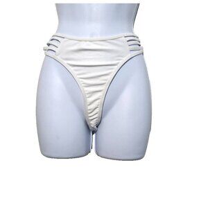 Fabletics NOA Stappy Bikini Bottom XXL White Vacation Beach Cheeky Swimwear Swim